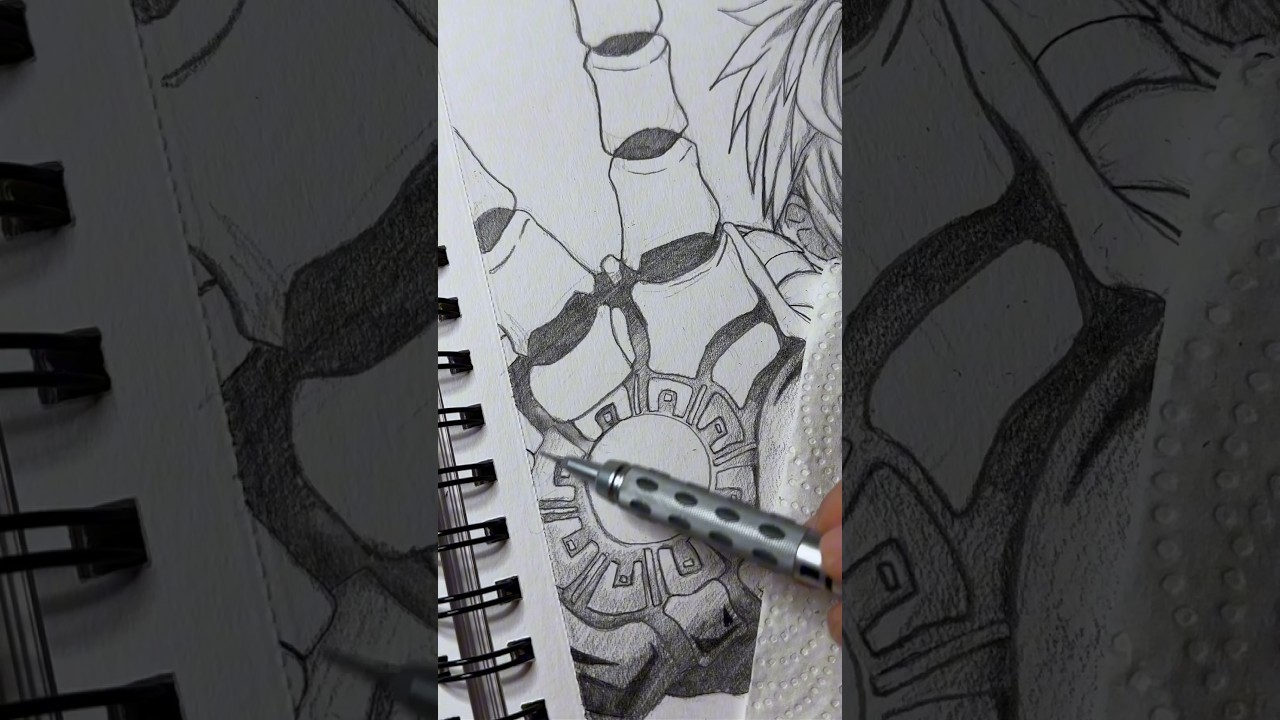 Draw Genos from (One Punch Man) 🔥✍️#anime #onepunchman #genos #drawing