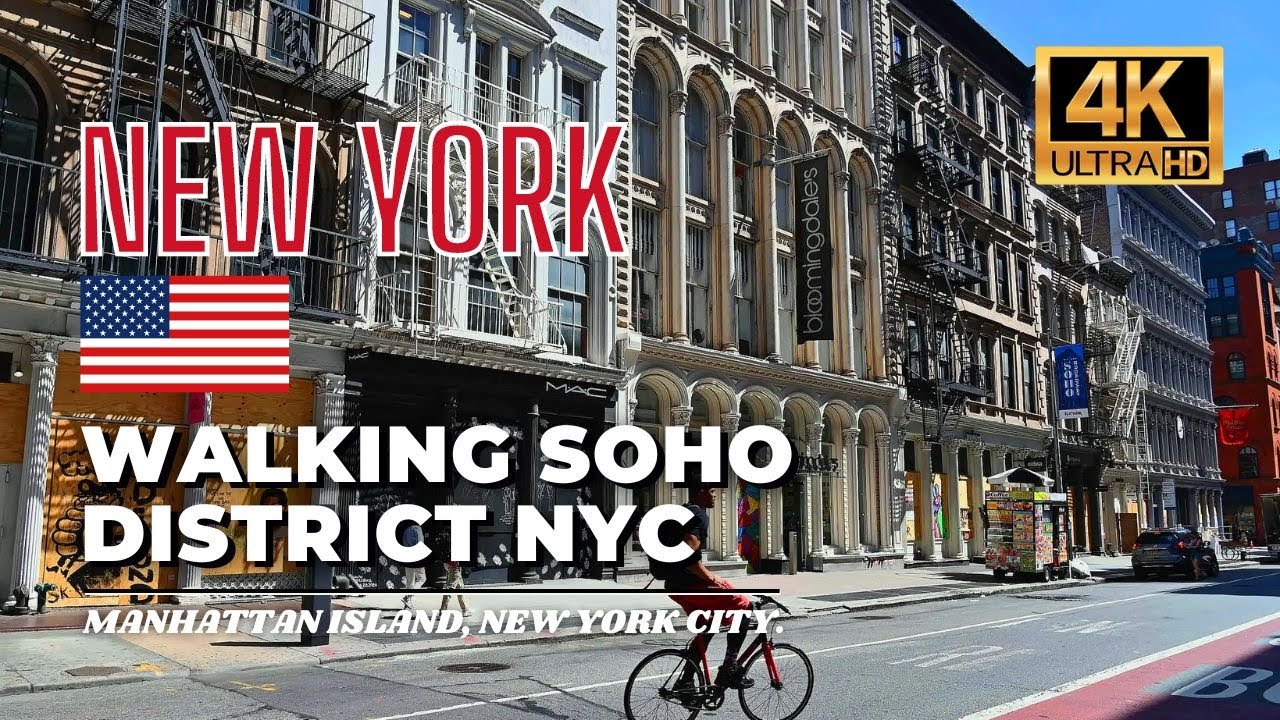 New York, Amerika Serikat | Distrik soho | Jalan di Distrik Belanja 4K