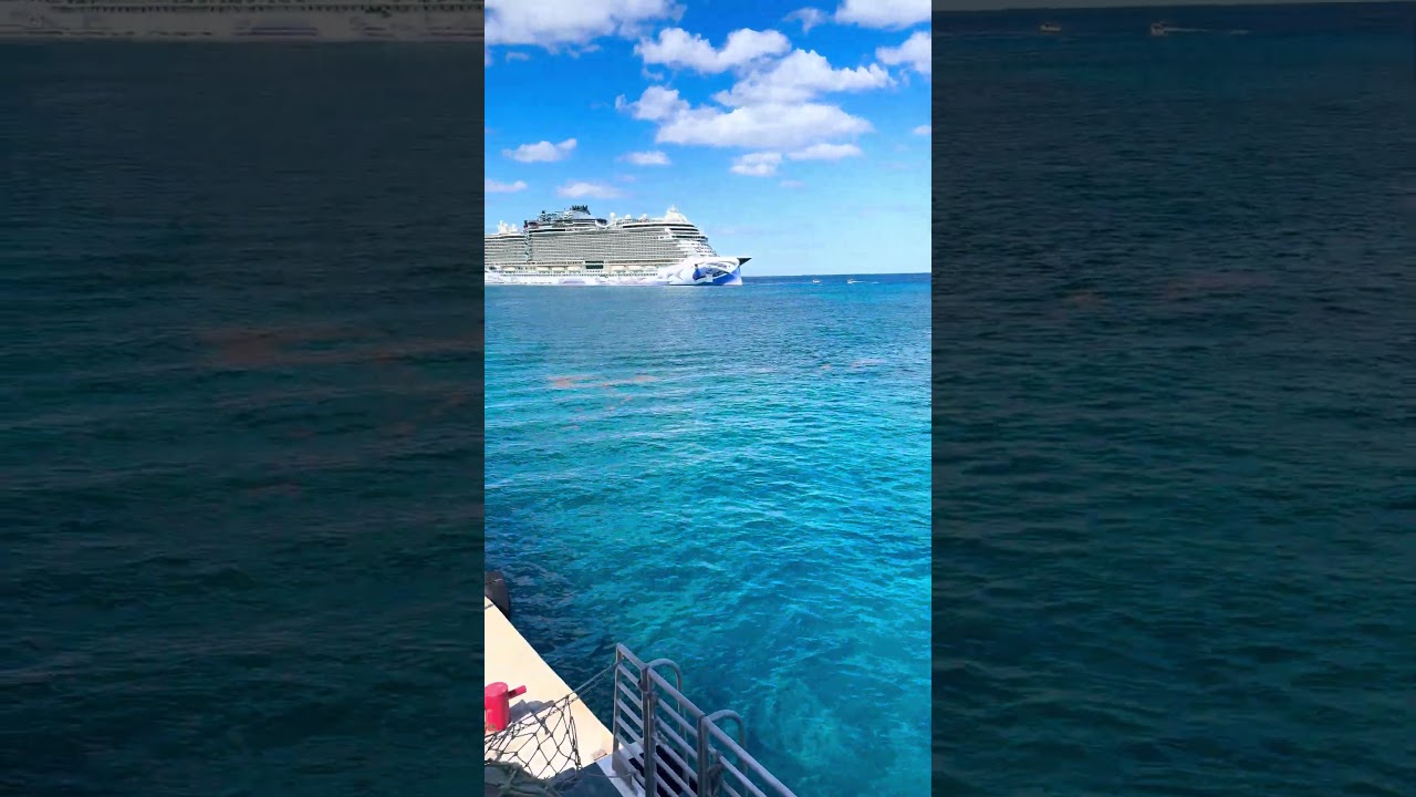 Arriving into Cozumel with huge NCL viva cruise ship