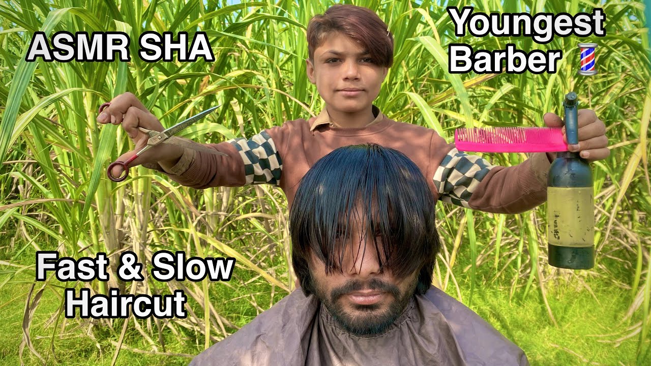 ASMR youngest Barber 💈 In the world  🌍 Slow ASMR SHA Haircut 💇‍♂️