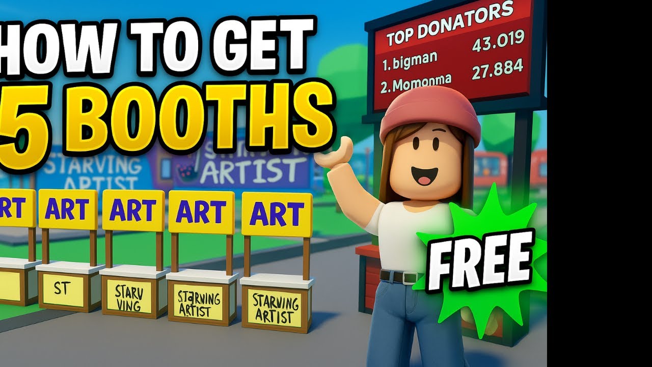 How to get 5 free booths in Starving Artist on Roblox!