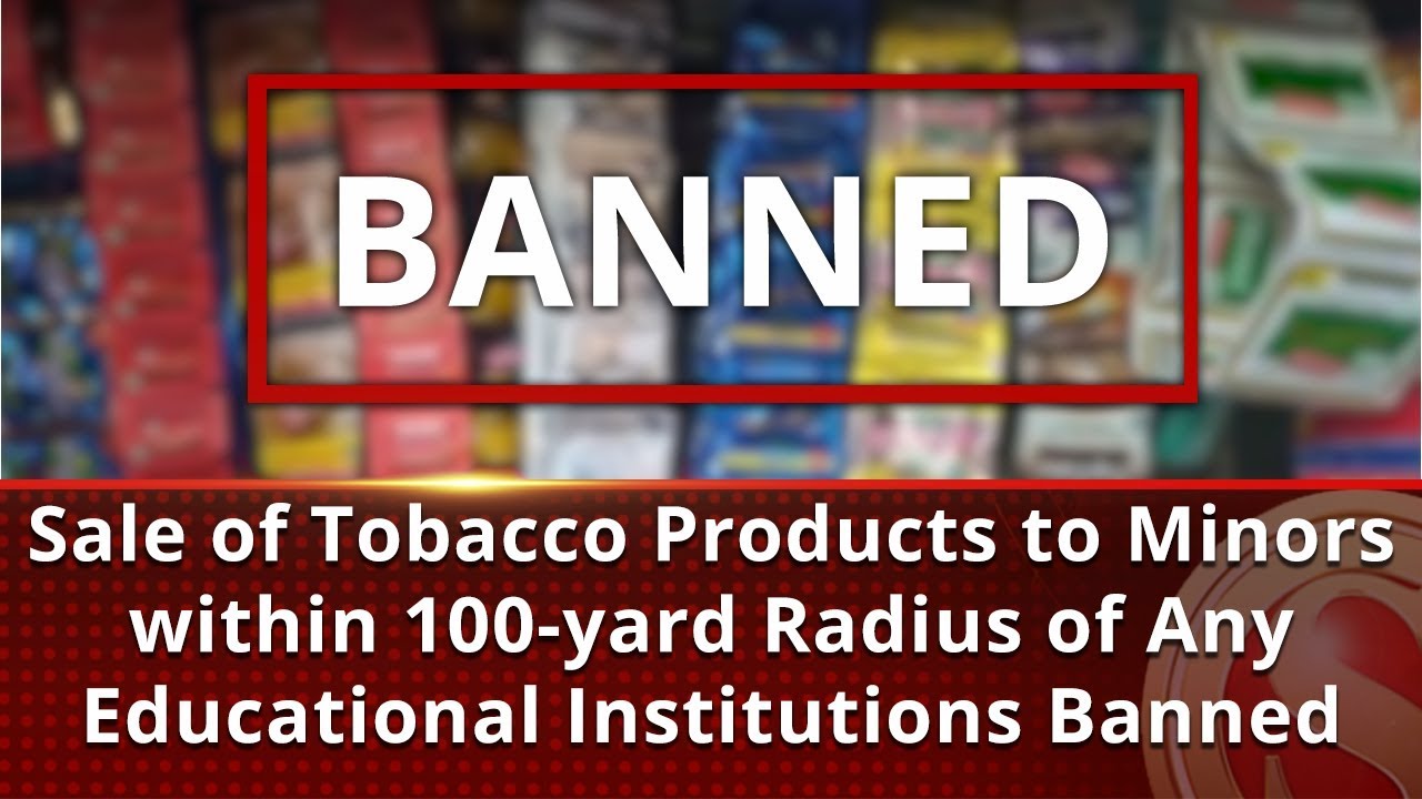 Sale of tobacco products to minors within 100yard radius of any