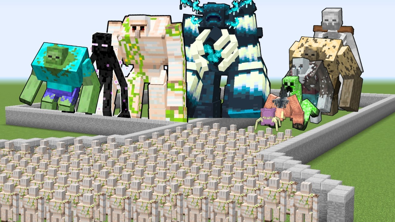1000 IRON GOLEM DEATHRUN (ALL MUTANT BEASTS) - Minecraft Mob Battle