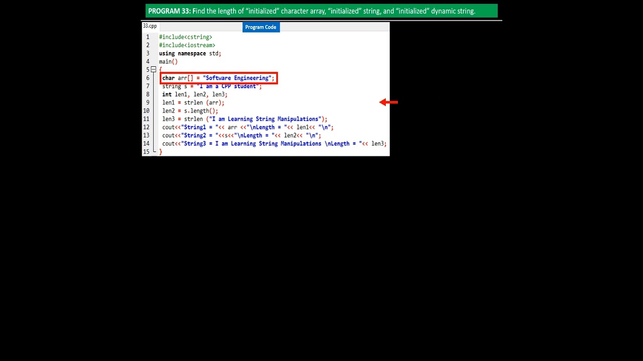 Working of Character Array, String, Dynamic String 
