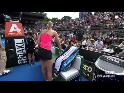 Ostapenko throws her racket at a ballboy