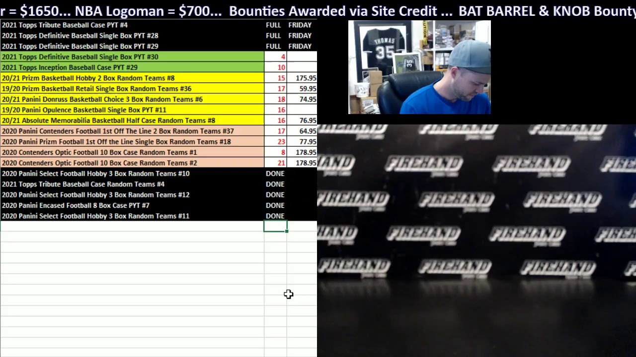 Live Sports Card Group Breaks w/ Chad of Firehand Cards YouTube