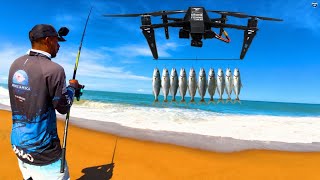PESCAMOS COM UM DRONE A MAIS DE 500 MTS DA PRAIA, E FOMOS SURPREENDIDOS 10 ANZOIS 10 PEIXES