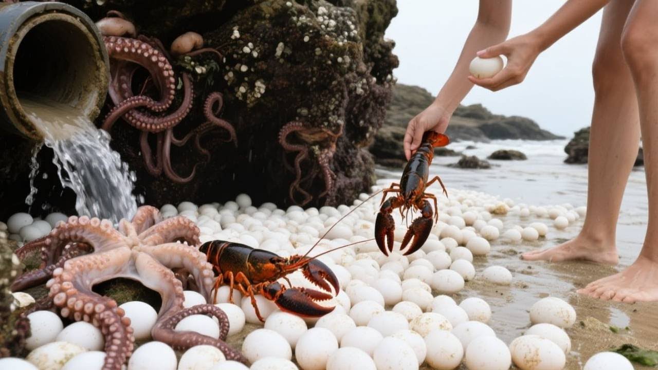 【English sub】小章赶海运气爆棚，礁石下藏满神秘白蛋，竟还有超大八爪鱼爆桶【赶海小章官方频道】