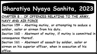 CHAPTER 8 - OF OFFENCES RELATING TO THE ARMY, NAVY AND AIR FORCE, Bharatiya Nyaya Sanhita, 2023-BNS