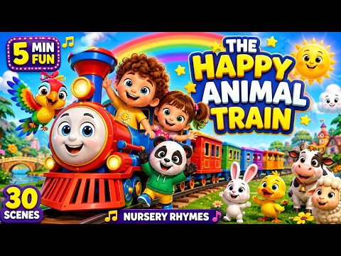 The Happy Animal Train šš | 3D Nursery Rhymes for Kids | Fun Animal Song | Kids Cartoon