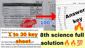 💯Answer key 8th science ps and ns cba3 sa2 question paper 2023🔥ap 8th class science cba3 sa2 key