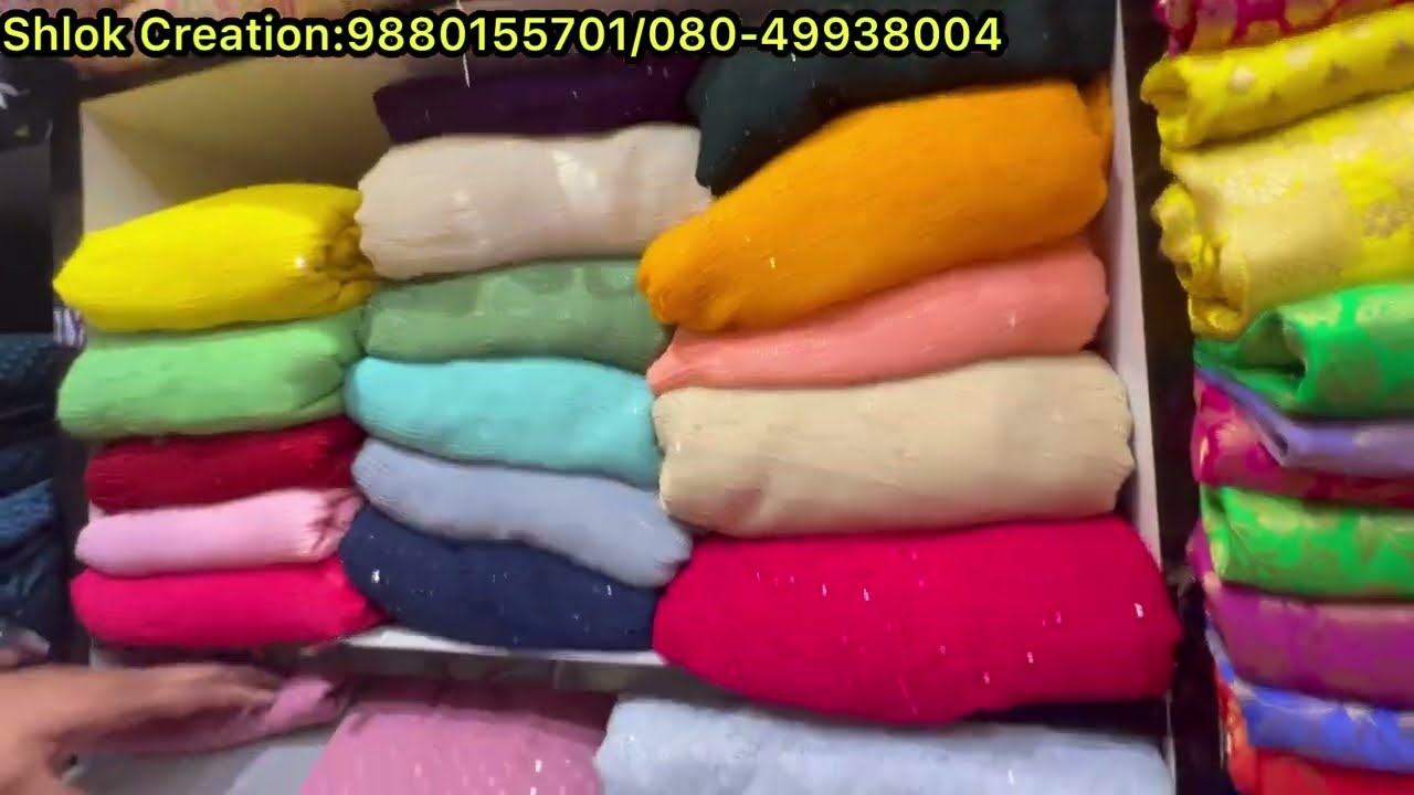 Chickpet Bangalore wholesale Fabrics|| 1mtr courier available||Organza,chiffon,lenin& more