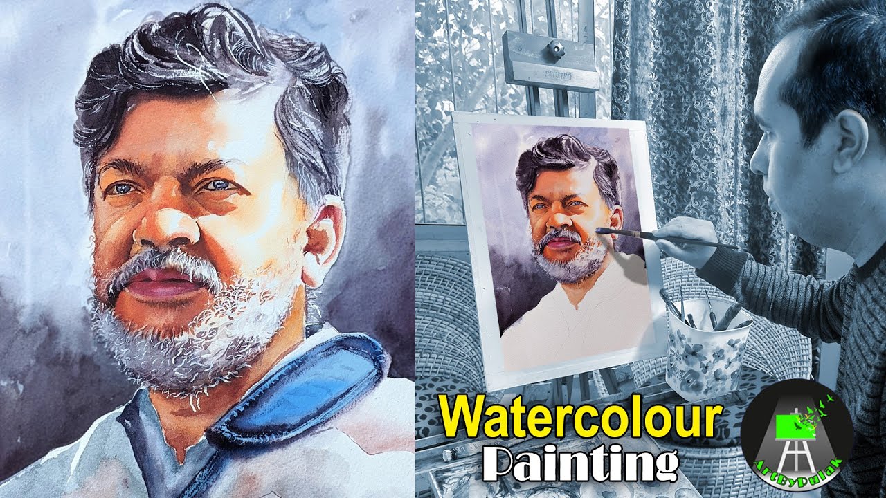 Watercolour portrait painting of Artist Milind Mulick || Watercolor Portrait || Watercolour Tutorial