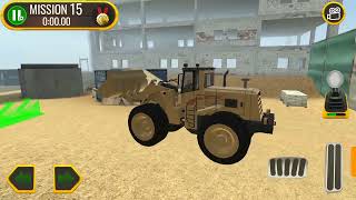 construction site, loader driving, very hard, difficult skills, but driver having fullconfidence