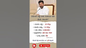 Revanth Reddy Assets,Debt Info #revanthreddy Telangana CM #telangana #kcr Latest News Updates#job