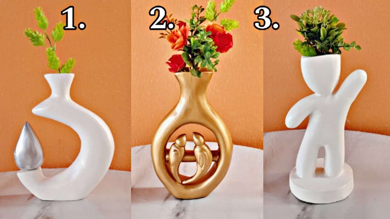 3 IDEIAS GENIAIS DE VASOS DECORATIVOS FEITOS DE GESSO  | COMO FAZER VASOS DECORATIVOS DE GESSO