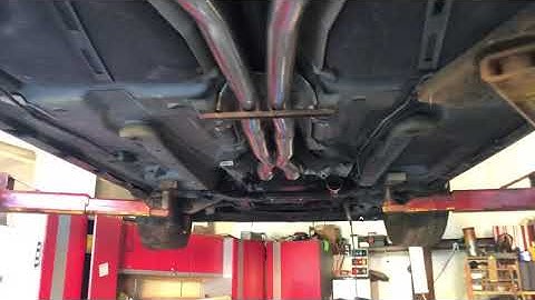 Under car view of V exhaust and Long tube headers on CTS