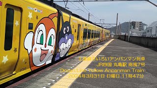 土讃線きいろいアンパンマン列車 JR四国 丸亀駅 南風7号 Dosan Line Yellow Anpanman Train 2024年3月31日 日曜日 11時47分