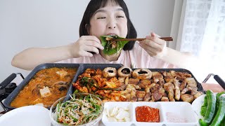 Sizzle Sizzle Grilled Pork Belly Real Sounds Mukbang _ Korean BBQ party🥺✨ :D