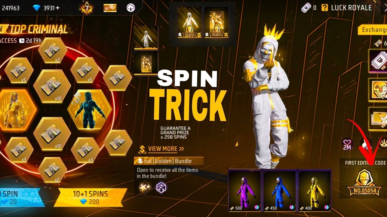 NEW GOLDEN TOP CRIMINAL RING EVENT FREE FIRE | GOLDEN CRIMINAL BUNDLE SPIN | FREE FIRE NEW EVENT