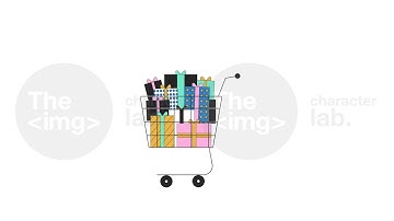 Shopping trolley rolling with giftboxes line 2D object animation