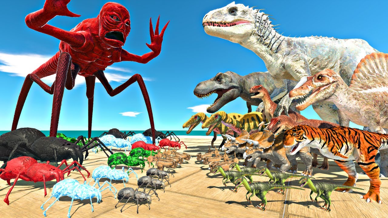 Dinosaurs Fights Ballista Arena | Venomous Spiders vs Indominus Rex - Animal Revolt Battle Simulator