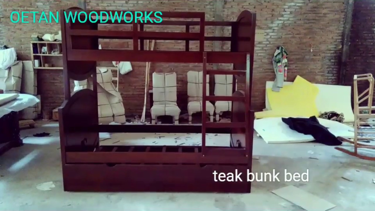 tempat tidur tingkat anak jati - YouTube