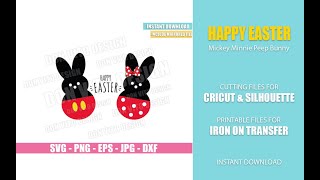 Mickey Minnie Peep Bunny SVG dxf png Disney Mouse Bunnies Ears Bow Cut File Cricut Silhouette Vector