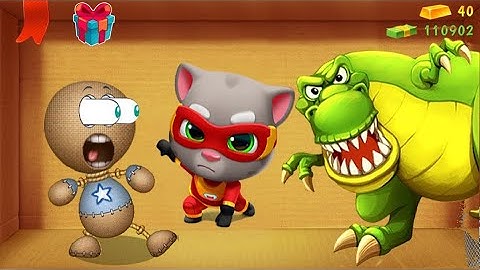 Talking Tom Hero Dash vs Kick The Buddy Mod Tom in Dinosaur T-rex