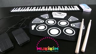 Rock and Roll It! Flexible Roll-Up Drum Kit & Piano from Mukikim