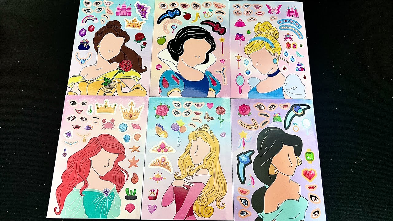 DISNEY PRINCESS Sticker Book Decorating with Rapunzel, Ariel, Moana
