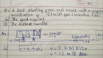 A bus starting from rest moves with a uniform acceleration of 0.1m/s^2 for 2 minutes.Find Speed andd