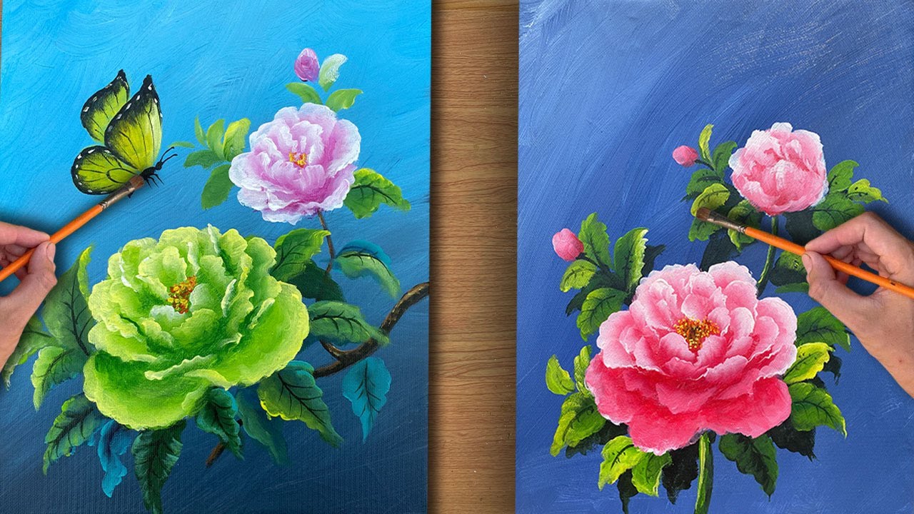 How to Paint Two Contrasting Flowers – Acrylic Painting Tutorial | HAO ART
