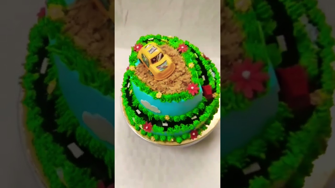 car theme road cake 