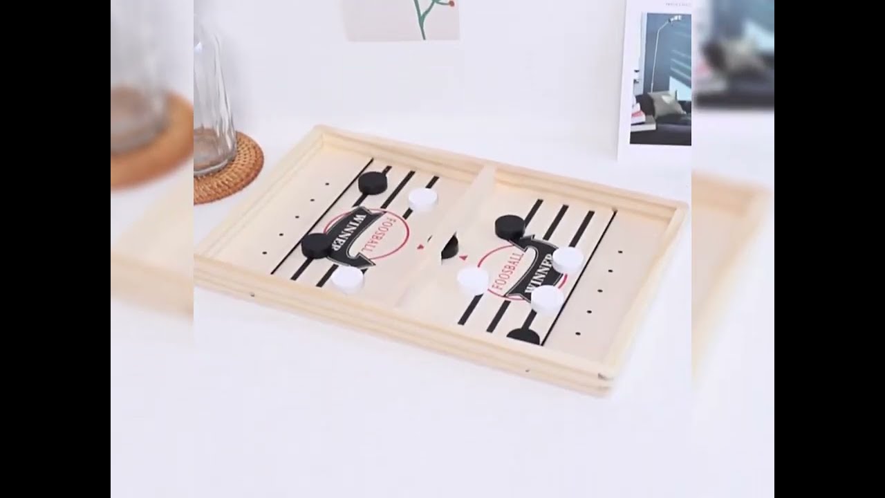 Juego De Hockey De Mesa De Madera Portátil – Tablero De 35x22 Cm Con 10 Piezas – Ideal Para Niños Y Adultos – Entrena Coordinación Y Reflejos