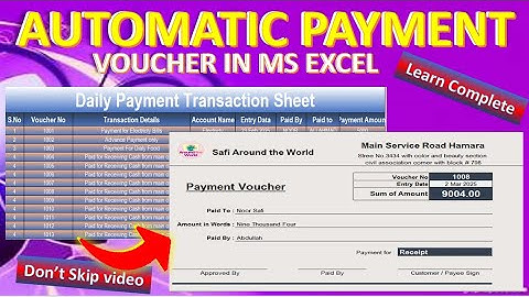Automatic Payment voucher in excel |payment voucher in excel |cash voucher in excel |how to make