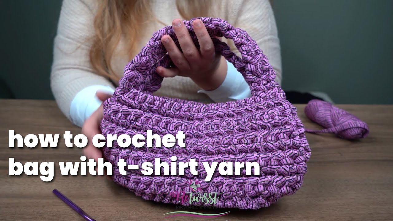 Homemade Crochet TShirt Yarn Cross Body Bag