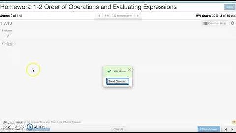 Algebra 1: 1-2 Order of Operations and Evaluating Expressions MathXL