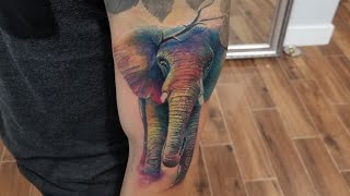 WATER COLOR TATTOO,  REAL TIME TATTOOING BY CRIS NINJA COLORFULL GHERMAN