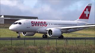 Swiss Airbus A220-100 Hb-Jbd Departing From Biarritz Pays Basque Airport