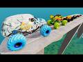 Big &amp; Small Monster Truck Racing Jumps Challenge Vs Giant and Mega Ramp BeamNG