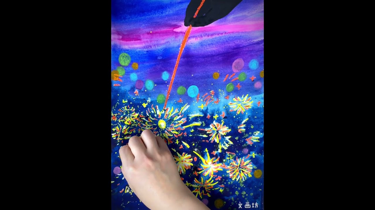 Easy and Fun Handheld Fireworks: Painting with Watercolors and Oil