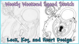Lock, Key, and Heart Tattoo - Weekend Sketch
