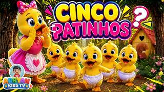 CINCO PATINHOS 🦆 Música Infantil Divertida | Desenho para Criança