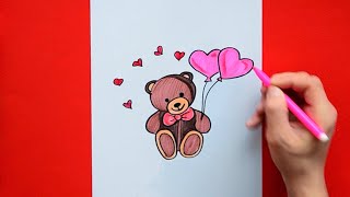 How to draw a Valentine's Day Teddy Bear