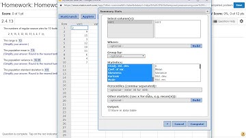 StatCrunch Standard Deviation and Variance
