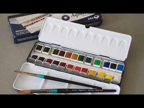 Daler-Rowney Aquafine Watercolor Half Pan Travel Set of 24