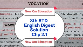 8th STD English Digest Solution Chp 2.1 Vocation @OmPrakash-rn8hc