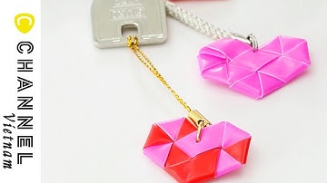 Móc khoá hình trái tim từ ống hút