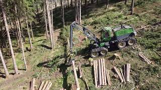 John Deere 1270G H425 mit T-Winch 10.3 und John Deere 1210G mit T-Winch 10.2 Käferholzernte